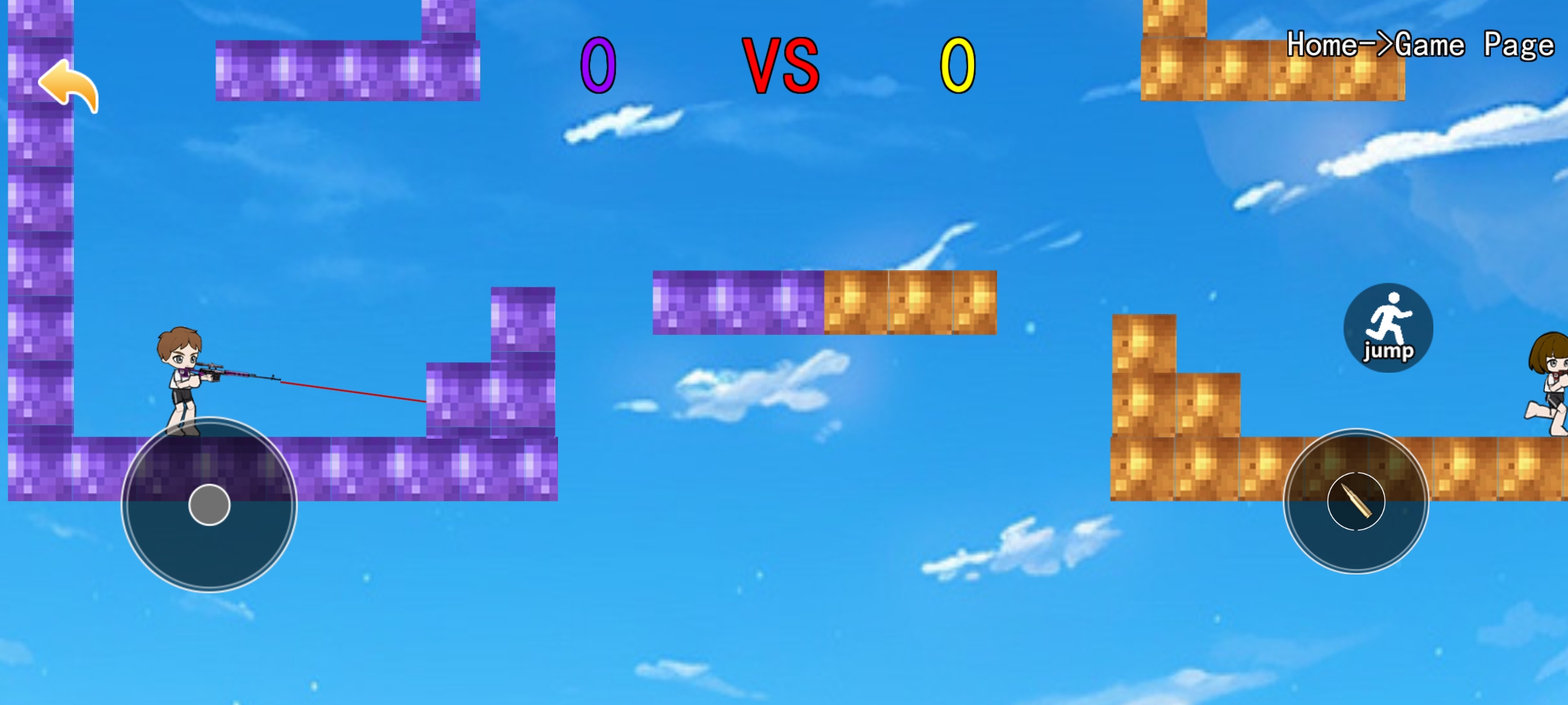 Sniper game duel in a bright blue arena